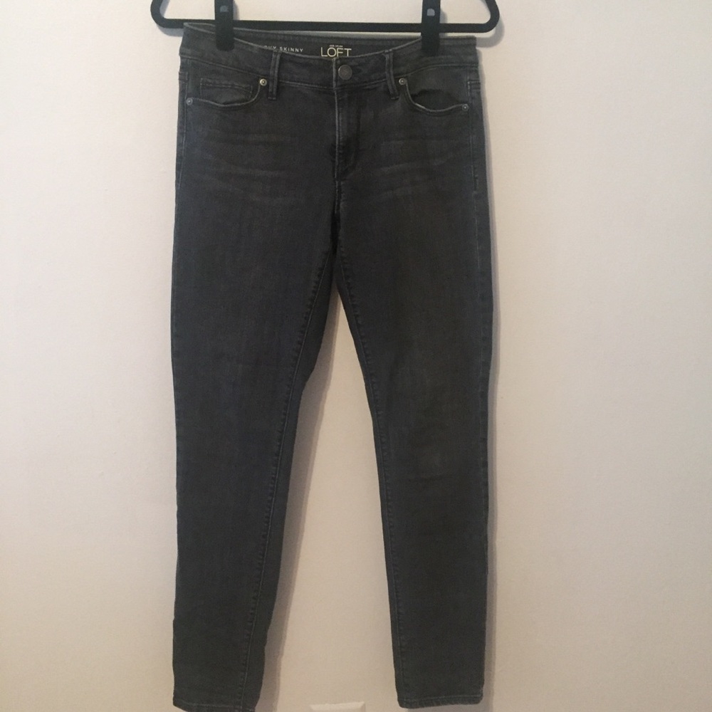 LOFT Stretch Curvy Skinny Dark Grey Jeans 27 4
